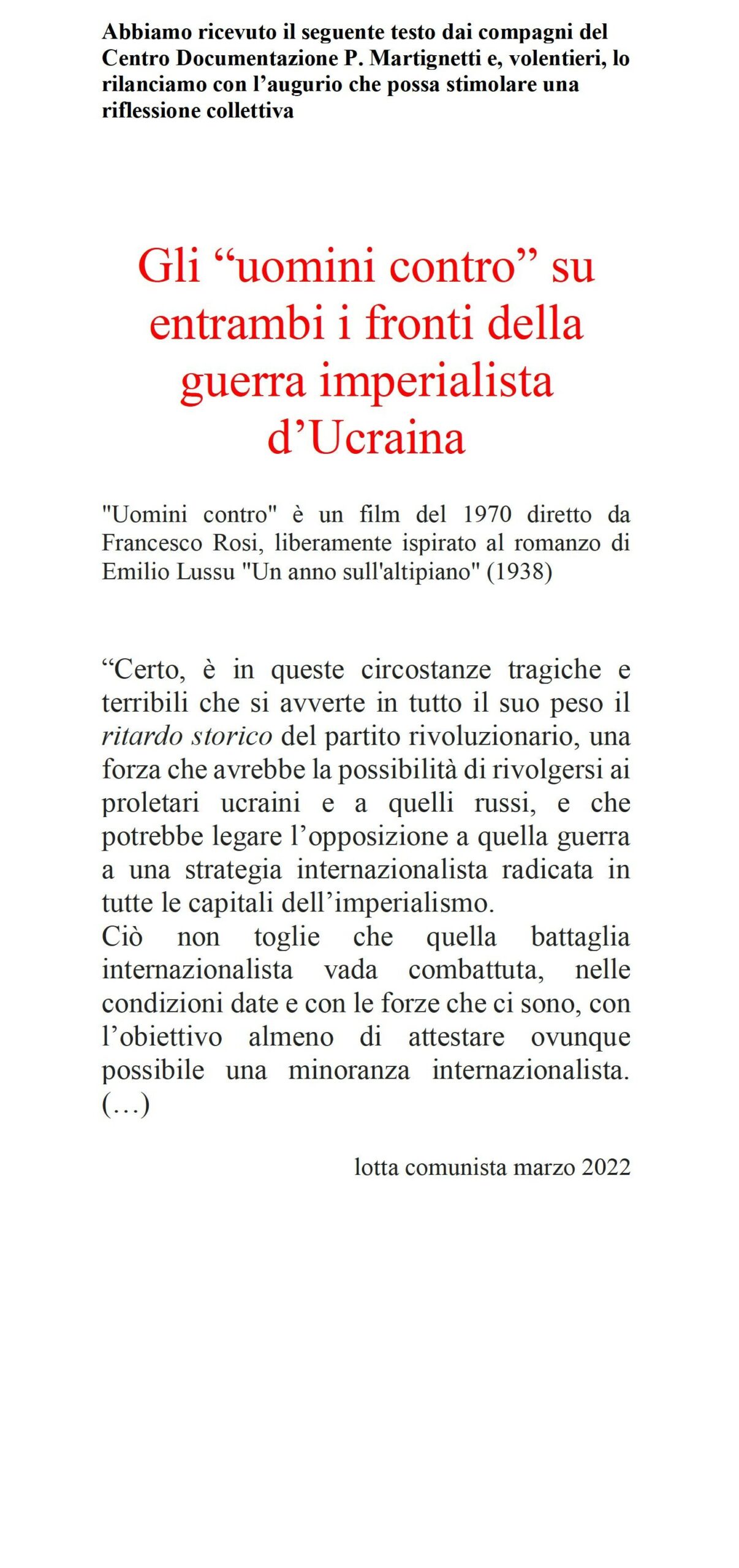 Gli uomini contro Gli uomini contro